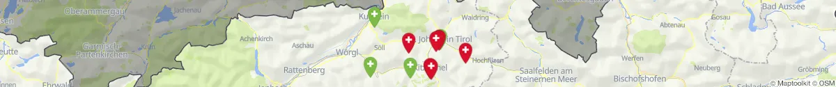 Kartenansicht für Apotheken-Notdienste in der Nähe von Sankt Johann in Tirol (Kitzbühel, Tirol)